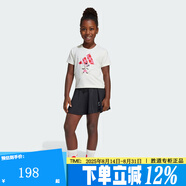 ADIDAS阿迪達斯 2025夏女青少年運動(dòng)休閑短袖套裝 JF3622 均 碼 104CM