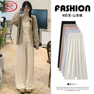 浪莎奶芙山本褲女秋季2025新款高腰垂感顯瘦休閑寬松慵懶肌理感闊腿褲
