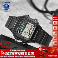 卡西歐（CASIO） 男表女表卡西歐手表男女情侶表學(xué)生時(shí)尚運(yùn)動(dòng)表太陽能雙顯電子表 WS-1600H-8AVPF銀河灰 10年電量