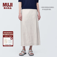 無(wú)印良品（MUJI）女式 麻混 彈力 直筒裙 長(cháng)半身裙女春款裙子半裙 中長(cháng)裙 女裝 淺灰色 XL (165/74A)