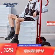 斯凱奇（Skechers）【成毅同款】云野 | 戶外鞋 耐磨休閑運(yùn)動(dòng)鞋男綁帶越野城市登山鞋 全黑色/BBK 42.5
