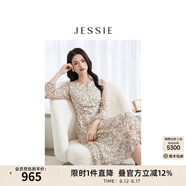 JESSIE【流光花語】2025年春夏新款雅致真絲連衣裙田園風(fēng)長袖碎花 花色 M