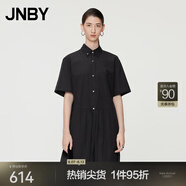 江南布衣（JNBY）夏季女裝連體衣寬松休閑直筒襯衫領(lǐng)通勤風5O4F14110 001/本黑 M