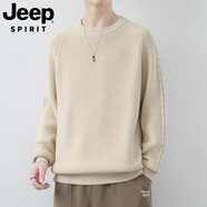 JEEP SPIRIT純棉毛衣男冬季寬松圓領(lǐng)針織衫軟糯純色感線(xiàn)衫加厚內搭線(xiàn)衣 杏色 M 120斤以?xún)?
                                         title=