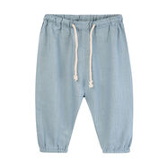 兒童棉麻長(cháng)褲夏季薄款男童女童亞麻夏哈倫褲寶寶春秋防蚊燈籠褲子 藍色長(cháng)褲 110