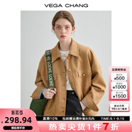 VEGA CHANG短外套女2025秋季新款復(fù)古麂皮絨夾克雅丹風(fēng)寬松上衣 核桃棕 M