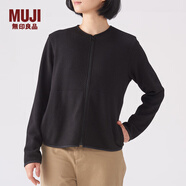 無印良品 MUJI 女式 針織抓絨 拉鏈開衫 W8AB231 黑色 L
