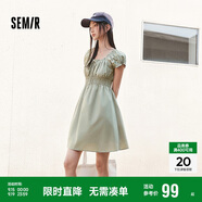 森馬（Semir）連衣裙女收腰蝴蝶結(jié)少女感2025夏俏皮木耳邊方領(lǐng)短裙109325114007