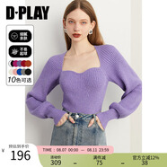 DPLAY2025春季紫色毛衣女氣質(zhì)多巴胺法式方領(lǐng)針織衫上衣毛衣女 紫羅蘭 S