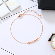 范哲尼 蝴蝶結流蘇單鉆腳鏈女鈦鋼鍍玫瑰金刻字禮物七夕情人節送女友 玫瑰金色 樹(shù)葉腳鏈