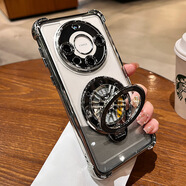 品怡適用華為Pura70PRO手機殼氣囊防摔電鍍陀螺磁吸支架mate70硬殼透 金色 榮耀Magic7PRO