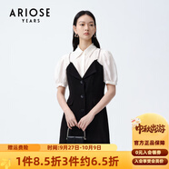 艾諾絲雅詩(shī)商場(chǎng)同款夏季新品假通勤百搭A型假兩件連衣裙女20429004 黑白色 XL