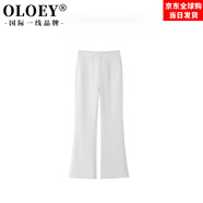 OLOEY國際一線(xiàn)品牌白幕極簡(jiǎn)風(fēng)高腰垂感微喇褲女秋修身顯瘦休閑褲長(cháng)褲 白色 建議手洗或干洗 常規 36 (90-100斤君君尺碼)
