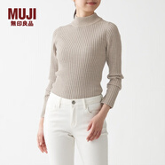 無印良品 MUJI 女式 寬羅紋 可水洗 半高領(lǐng)毛衣長(zhǎng)袖針織衫 BAA02A1A 燕麥色 XS
