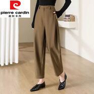 皮爾卡丹（pierre cardin）美拉德秋冬毛呢哈倫褲氣質(zhì)繭型鐮刀褲保暖老爹褲小腳蘿卜褲 咖啡色春秋今年流行的輕奢品牌 S 建議95斤左右