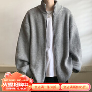 杜小閑  開衫加絨毛衣男士寬松百搭針織衫秋冬季潮流線衫休閑衣服男外套 ks2200 灰色 2XL [建議140-160斤]