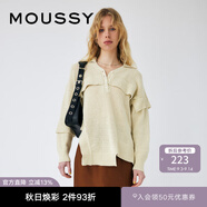 moussy 女裝新款不規則下擺開(kāi)叉落肩毛衣針織衫010GS270-0330 013象牙色 均碼