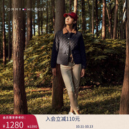 Tommy Hilfiger【輕彈感】25女裝四季款條紋腰帶彈力直筒修身九分褲休閑褲