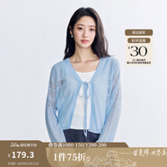 茵曼（INMAN）章若楠同款歐若風(fēng)鏤空薄女裝開衫針織衫2025年春秋季新款短款外套 星空藍(lán)【好評(píng)返現(xiàn)】 M