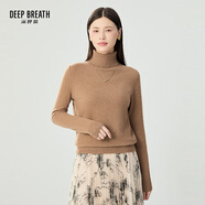 深呼吸DEEP BREATHDEEP BREATH女裝高領(lǐng)100%針織純羊絨衫女A301601 卡其 S (2)