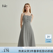 FANSILANEN范思藍(lán)恩22FS2124法式格子吊帶連衣裙女夏季長款甜美氣質(zhì)顯瘦裙子 吊帶黑白格 M