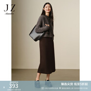 玖姿·安娜蔻商務(wù)通勤簡潔氣質(zhì)百搭毛呢A字半身腰裙女2024冬款 深咖啡 XL