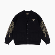 BOY LONDON【天使之翼】BOYLONDON冬情侶款金線(xiàn)繡花高級(jí)開(kāi)衫毛衣外套N64903 黑色 XL