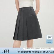 范思藍恩灰色單側(cè)壓褶短裙女夏季2025新款通勤百搭高腰半裙2131 灰色 L
