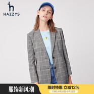 哈吉斯（HAZZYS）女裝 夏款西服外套格紋通勤氣質小西裝女ASUSJ03BJ06 淺灰色LE 常規(guī) XL (170/92A 42)