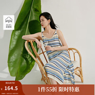 茵曼（INMAN）彩虹條紋針織吊帶裙2025夏季女裝新品V領(lǐng)無(wú)袖內(nèi)搭連衣裙長(zhǎng)裙 彩虹藍(lán) S
