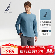 諾帝卡（NAUTICA）24秋冬新款多色基礎(chǔ)經(jīng)典長袖T恤男TE4301 鈷藍(lán)色4RA M