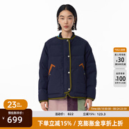 幻走（MOVEUP）2024冬季新款.FUN系列圓領(lǐng)撞色包邊設(shè)計(jì)師短款羽絨服女 深寶藍(lán) L