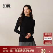 森馬（Semir）長(zhǎng)袖T恤女半高領(lǐng)吸濕發(fā)熱抗菌2024冬緊身抓絨打底衫109724101001