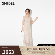 SNIDEL2025秋冬新品優(yōu)雅吊帶一字領(lǐng)露肩蕾絲鉤花連衣裙SWFO254167 粉米色 S (0)