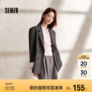 森馬外套女中長(cháng)款盤(pán)扣國潮高街寬松春秋拼接休閑西服107624111001