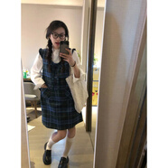 園翌學(xué)院風(fēng)格子小飛袖背心連衣裙女秋冬小個(gè)子減齡寬松背帶裙氣質(zhì)短裙 格子背心連衣裙 XL 【感超好看連衣裙/長(cháng)袖連衣裙女/職業(yè)/小眾】