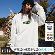MEDM基礎膠囊Logo美式潮牌字母長(cháng)袖t恤男女潮流體恤打底上衣 白色 M
