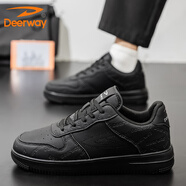 德爾惠（DEERWAY）鞋子男2025秋季男鞋潮流休閑鞋男士時(shí)尚板鞋軟底休閑鞋黑色41