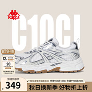 KAPPA卡帕女鞋運動(dòng)鞋女2025夏季新款減震跑步鞋復古厚底休閑老爹鞋子女 經(jīng)典白/銀色012 38