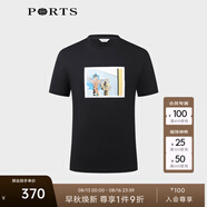 PORTS寶姿男裝春季休閑楓葉印花短袖T恤男MM8N120MCC058 黑色 XL
