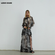 LEDIM WANG黑標/野性豹紋雪紡印花半身裙女25秋季寬松長(cháng)裙大傘裙 印花（預售） S 【身高160-165，體重47.5-52.5】