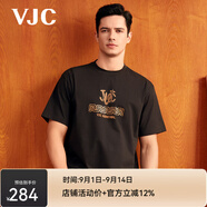 威杰思（VJC） 夏季新款男裝時(shí)尚休閑T恤上衣印花D24CA1716 黑色 常規 L 50