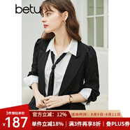 betu百圖女裝休閑小西裝女款通勤西服外套JD2101T29 黑色2 S