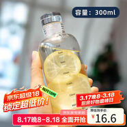 拜杰高硼硅時(shí)間刻度玻璃杯水瓶水杯便攜咖啡杯子女果汁牛奶杯300毫升