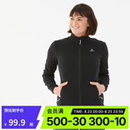 迪卡儂（DECATHLON）保暖戶外抓絨衣外套男女運動寬松秋搖粒絨外套沖鋒衣內(nèi)膽 女款-全拉鏈- 黑色 M