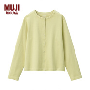 無印良品 MUJI 女式 粗棉線 天竺編織 開衫 淺黃色 M