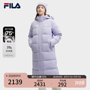 FILA 斐護(hù)科技|斐樂(lè)女裝長(zhǎng)款羽絨服冬季休閑簡(jiǎn)約連帽保暖羽絨外套 薰衣草淺紫-PU 170/88A/L