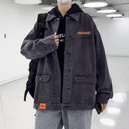 愛洛斯汀堡牛仔外套男春秋上衣服男裝休閑夾克衫ins潮牌夾克男工裝棒球服男 【G10灰色】 2XL 【135-150斤】