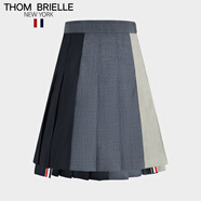 THOM BRIELLE湯姆TB百褶裙新款前短后長三拼色半身裙高腰顯瘦a字短裙 三拼色百褶裙 XL