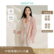 茵曼章若楠同款防曬苧麻棉女裝襯衫2025夏季新品襯衣上衣 淺粉色 XL